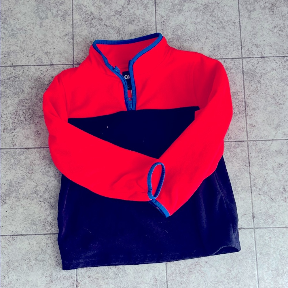 Sz 7 Boys Oshkosh pull over- neon coral and navy